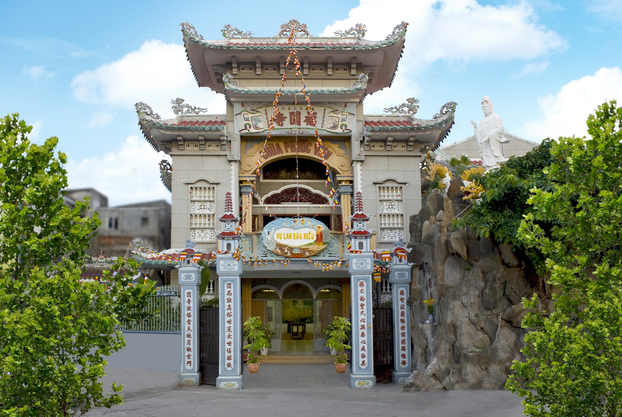Toàn cảnh Chùa Phước Viên tại phường Thạnh Mỹ Tây, TP. Hồ Chí Minh